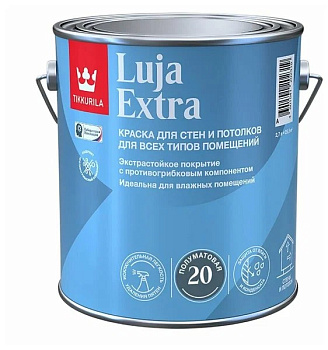 Краска LUJA EXTRA 20 база С п/мат. для стен и потолков экстрастойкая 2,7л