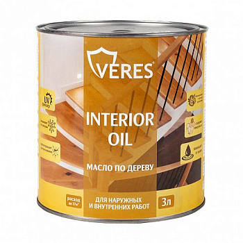 VERES МАСЛО INTERIOR д/внутр.работ, бесцветный, 3Л