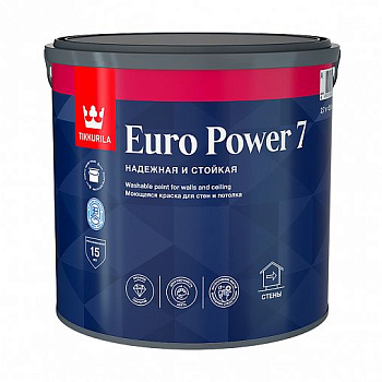 Краска моющаяся для стен и потолков EURO POWER 7  база А 2,7л