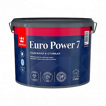 Краска моющаяся для стен и потолков EURO POWER 7 база А 9л