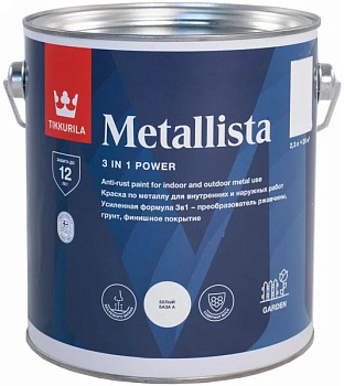 Краска по ржавчине 3в1 METALLISTA база А белая  2,3л 