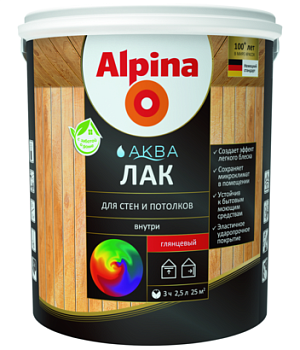 Лак акриловый Alpina Аква, для стен и потолков (глянцевый) 0,9л