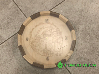 Часы бондарные "У бабушки в деревне", комбинированные термолипой.