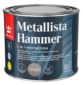 Краска по ржавчине 3в1 METALLISTA HAMMER молотковая база HC 0,4л 