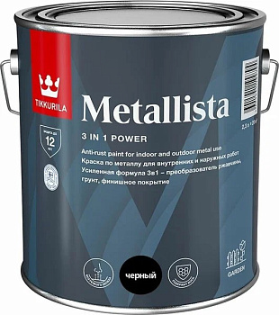 Краска по ржавчине 3в1 METALLISTA чёрная 2,3л 