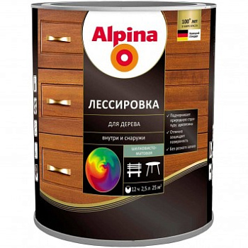 Лессировка для дерева ALPINA, орех 0,75л