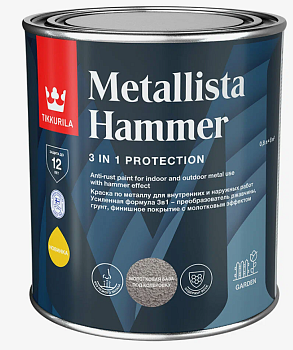 Краска по ржавчине 3в1 METALLISTA HAMMER молотковая база HC 0,8л 