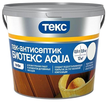 Лак-антисептик БИОТЕКС "AQUA"  КЛЕН 0,9 Л (п/матов.)